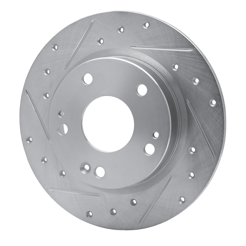 Honda Civic Brake Rotor (1) - Rear Left - R1 Concepts - Drilled & Slotted - Silver - `16-`25